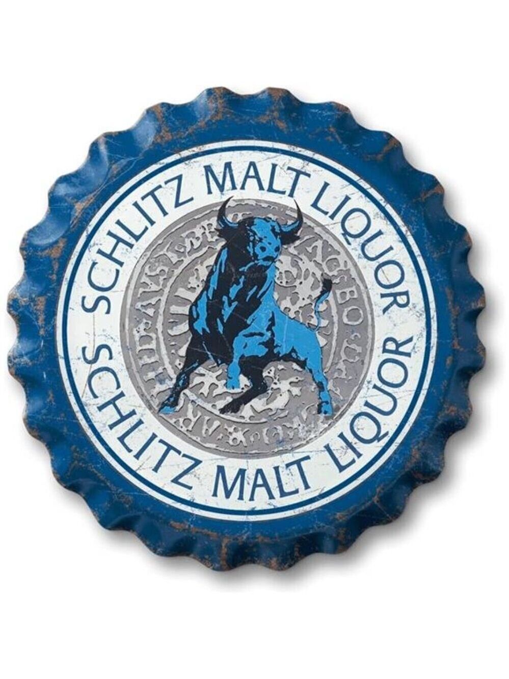 Schlitz Malt Liquor Beer Metal Bottle Cap Sign Garage Shop Bar Man Cave LARGE NW